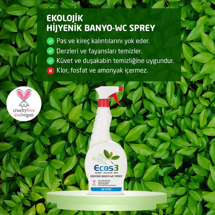 Ecos3 Ekolojik Banyo - Wc Temizleyici Sprey (750 ml)