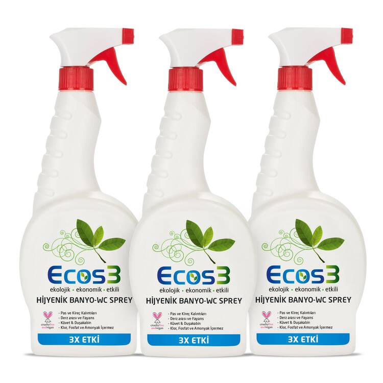 Ecos3 Ekolojik Banyo - Wc Temizleyici Sprey 3’lü Set (3 x 750 ml)