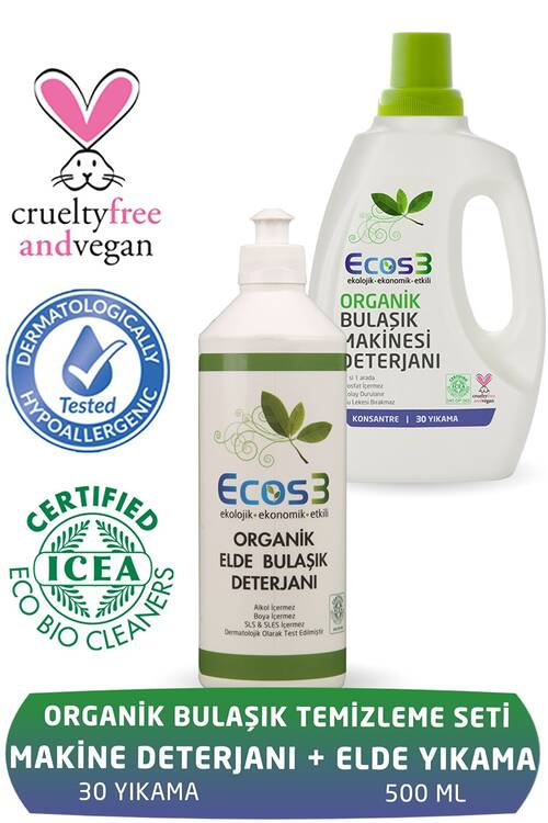 Ecos3 Organik Bulaşık Makinesi Jeli + Elde Bulaşık Deterjanı