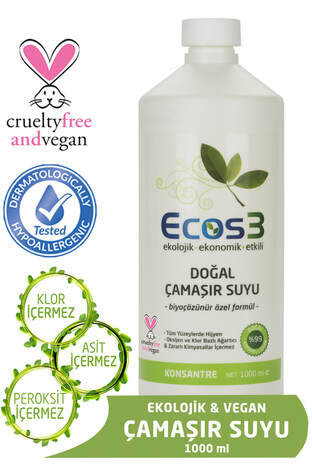 Ecos3 Ekolojik ve Vegan Doğal Çamaşır Suyu 1000 ML