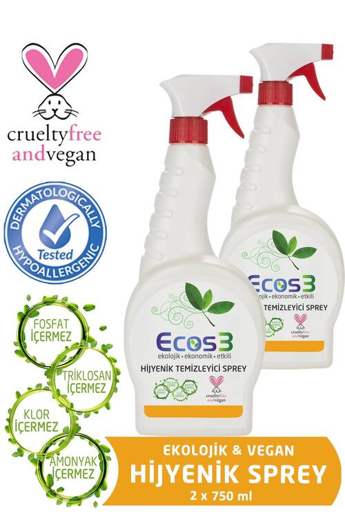 Ecos3 Ekolojik Hijyenik Temizleyici Sprey 750 ml x 2