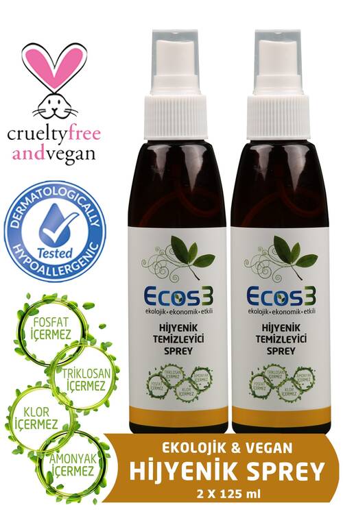 Ecos3 Ekolojik Hijyenik Temizleyici Sprey 2’li SET (2 x 125 ML)