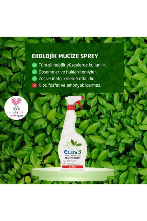 Ecos3 Ekolojik ve Vegan Mucize Spray Tüm yüzeyler için 750 ML
