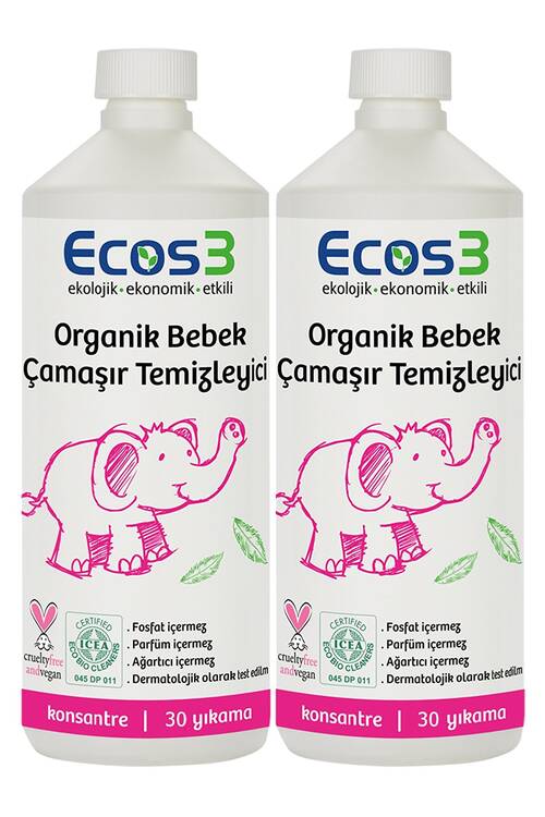 Ecos3 Organik Bebek Çamaşır Temizleyici- 60 Yıkama (2 x 1050 Ml)