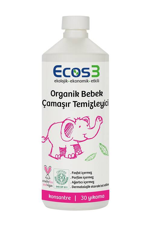 Ecos3 Organik Bebek Çamaşır Temizleyici- 60 Yıkama (2 x 1050 Ml)