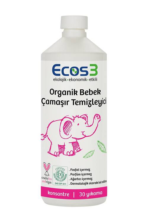 Ecos3 Organik Bebek Çamaşır Temizleyici- 60 Yıkama (2 x 1050 Ml)