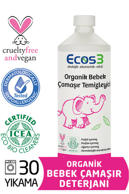 Ecos3 Organik Bebek Çamaşır Temizleyici (1000 ml - 30 Yıkama)