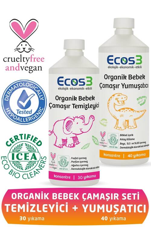 Ecos3 Organik Bebek Çamaşır Seti ( 2 Ürün)