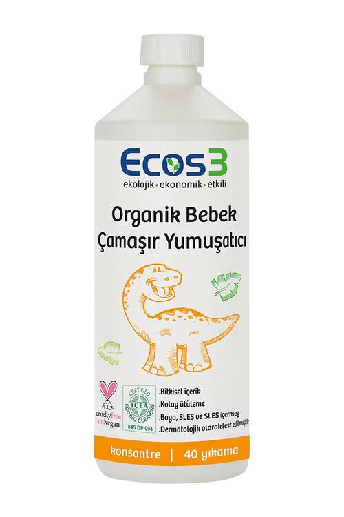 Ecos3 Organik Bebek Çamaşır Yumuşatıcı- 80 Yıkama - (2 x 1000 ml)