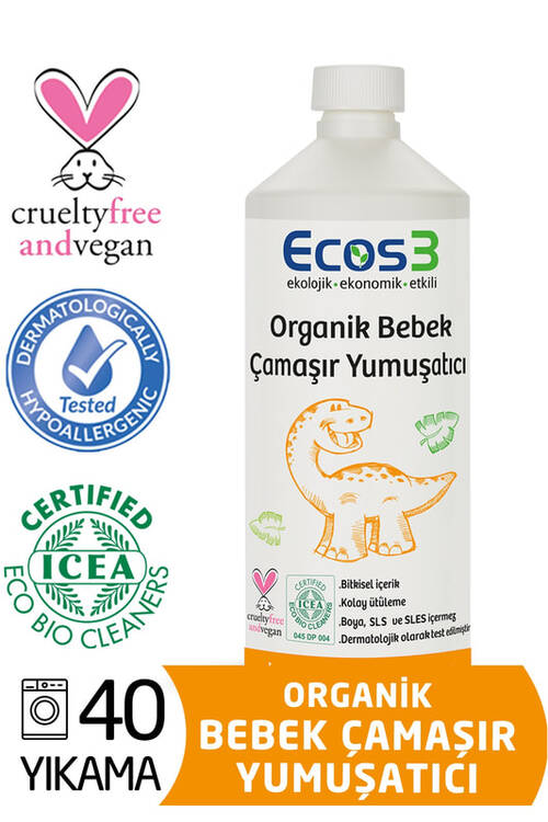 Ecos3 Organik Bebek Çamaşır Yumuşatıcı (1000 ml - 40 Yıkama)