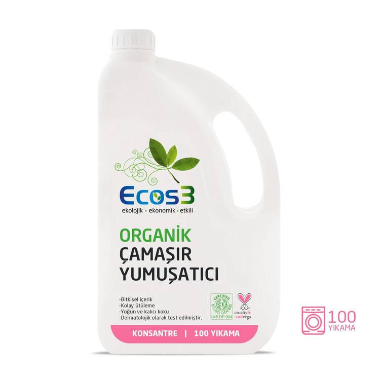 Ecos3 Organik Konsatre Çamaşır Yumuşatıcı 2500 ml - 100 Yıkama 
