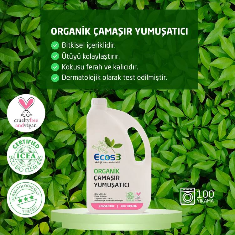 Ecos3 Organik Çamaşır Yumuşatıcı (2500 ml - 100 Yıkama)