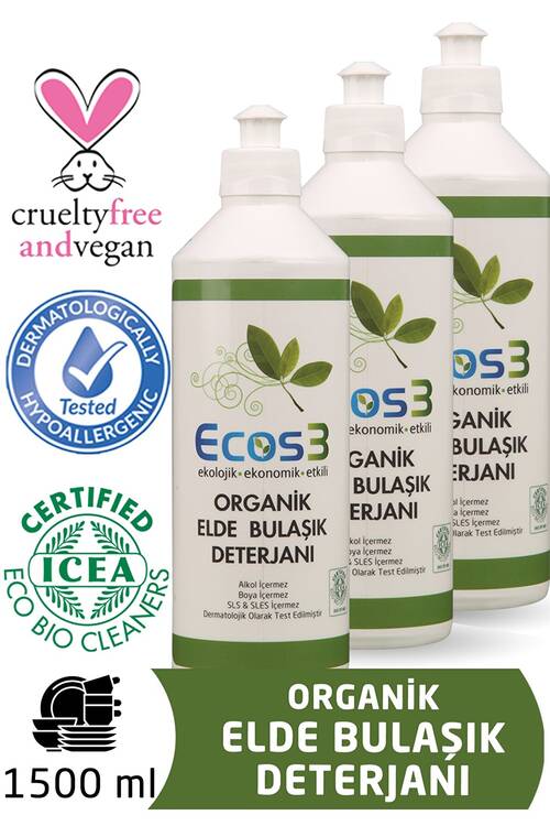 Ecos3 Organik Elde Bulaşık Deterjanı 500 ml x 3'lü Set
