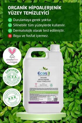 Ecos3 Organik & Hipoalerjenik Yüzey Temizleyici (5000 ml)