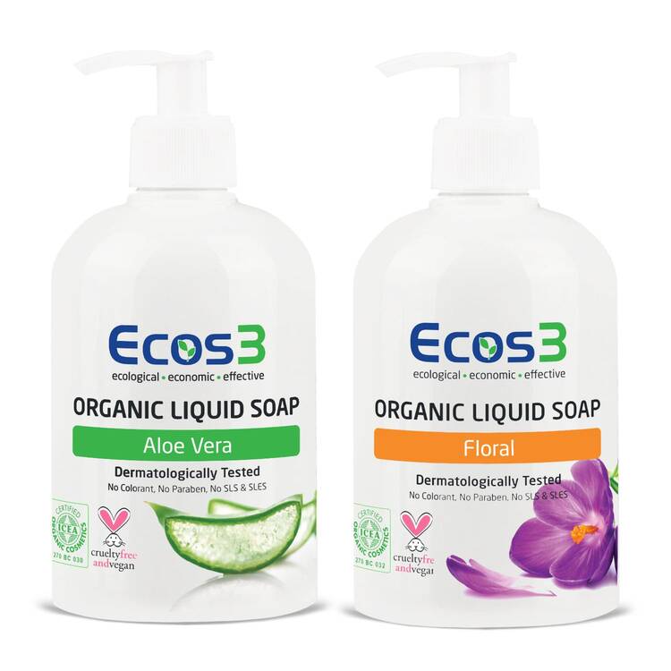 Ecos3 Organik Sıvı Sabun Aloevera + Floral 500 ml x 2 Adet