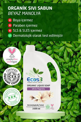 Ecos3 Organik Sıvı Sabun Beyaz Manolya (2500 ml)