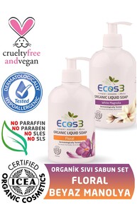 Ecos3 - Ecos3 Organik Sıvı Sabun Floral + Beyaz Manolya 500 ml x 2 Ecos3 - Ecos3 Organik Sıvı Sabun Floral + Beyaz Manolya 500 ml x 2
