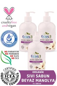 Ecos3 - Ecos3 Organik Sıvı Sabun Beyaz Manolya 3'Lü Set 500 ml x 3