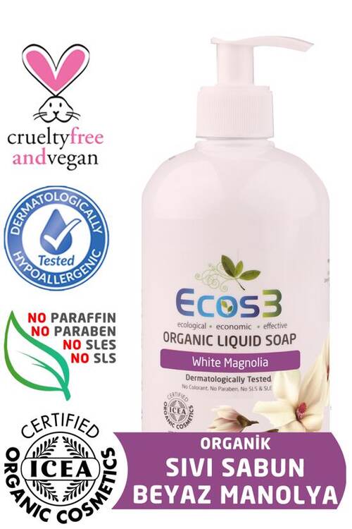 Ecos3 Organik Sıvı Sabun-Beyaz Manolya 500 ml