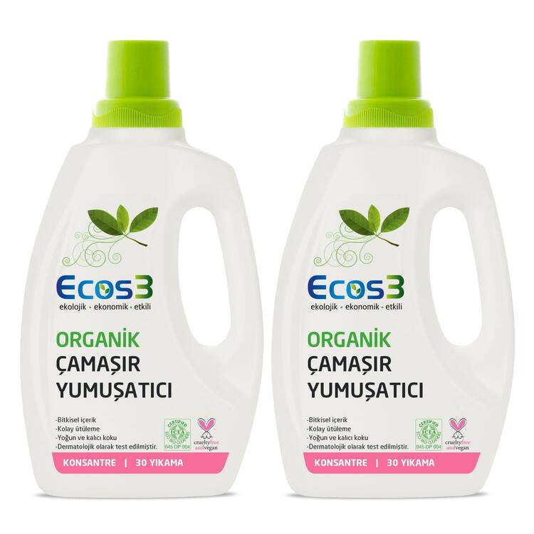Ecos3 Organik ve Vegan Çamaşır Yumuşatıcı (2x750 ml - 60 Yıkama)