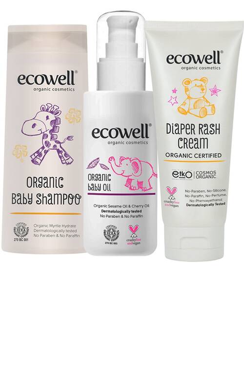 Ecowell Organik Bebek Şampuanı + Bebe Yağı + Pişik Kremi