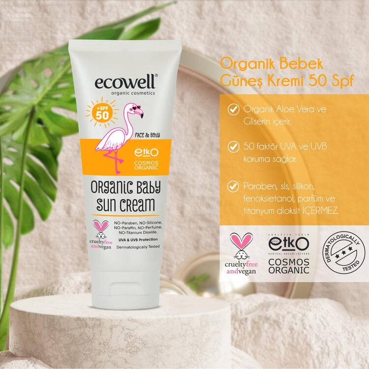 Ecowell Organik Bebek Güneş Kremi 50 SPF (110 gr)