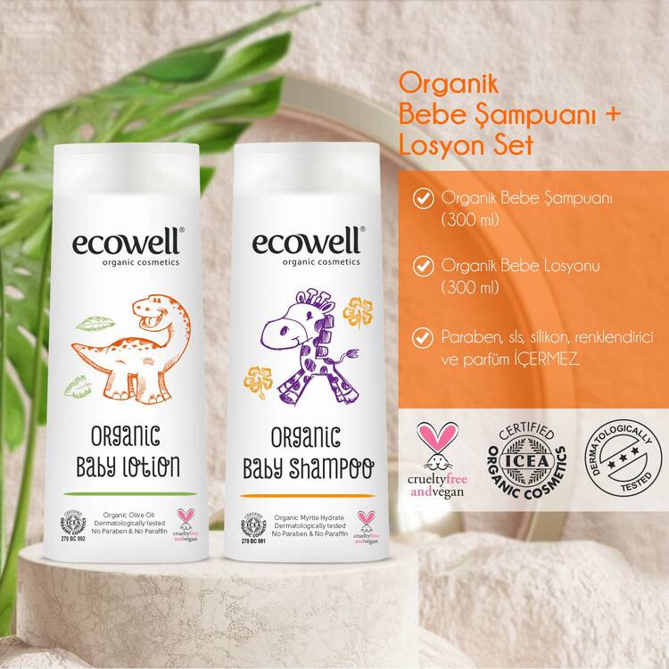 Ecowell Organik Bebe Şampuanı + Losyonu Set 2x300 ml