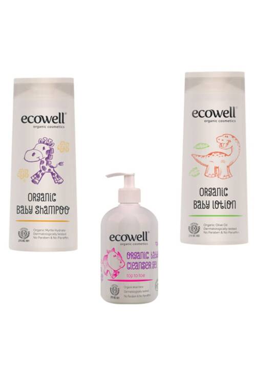 Ecowell Organik Bebek Bakım 3'lü Set (Şampuan-Losyon-Temizleyici)