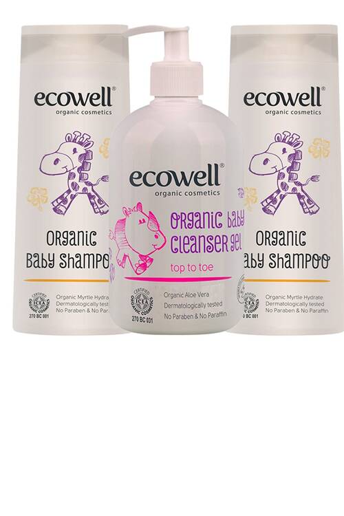 Ecowell Organik Bebe Şampuanı 2 Adet + Organik Temizleme Jeli 