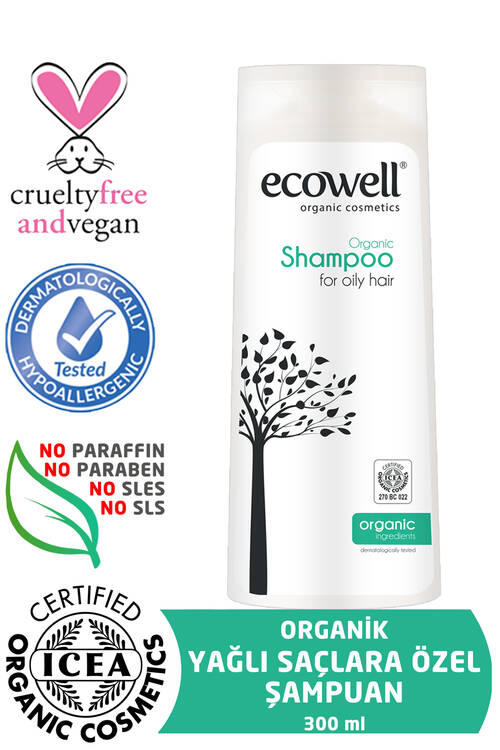 Ecowell Organik İçerikli Şampuan (300 ml) Yağlı Saçlara Özel