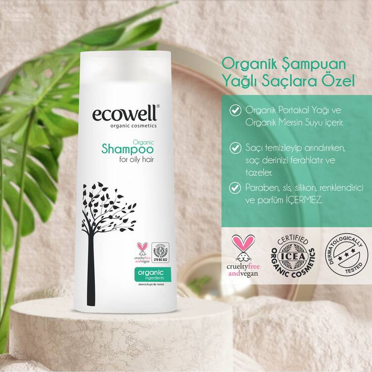 Ecowell Yağlı Saçlar Için Organik Şampuan 2'li Set (2 X 300 Ml) 