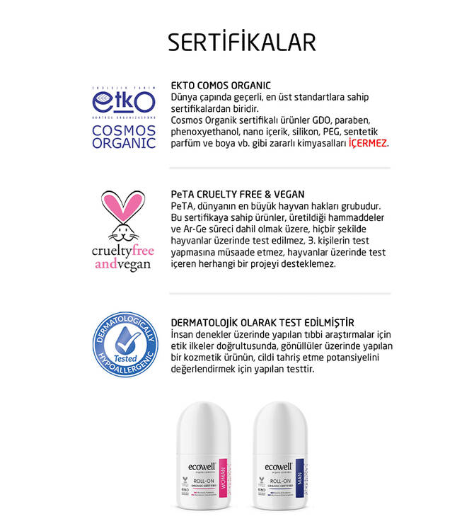 Ecowell Organik Roll-on Kadın + Erkek Set (2 X 75 ml) SET