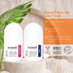 Ecowell Organik Roll-on Kadın + Erkek Set (2 X 75 ml) SET - Thumbnail