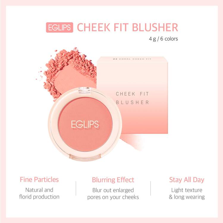Eglips - Cheek Fit Blusher -04 Coral Cheek Fit - 04 Eglips Coral Cheek Allık 4 g