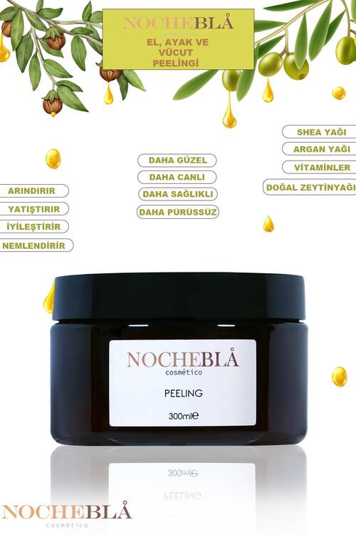 NOCHEBLA Shea Peeling Doğal Zeytinyağlı Arındırıcı Ve Nemlendirici Vücut Peelingi (300 ml)