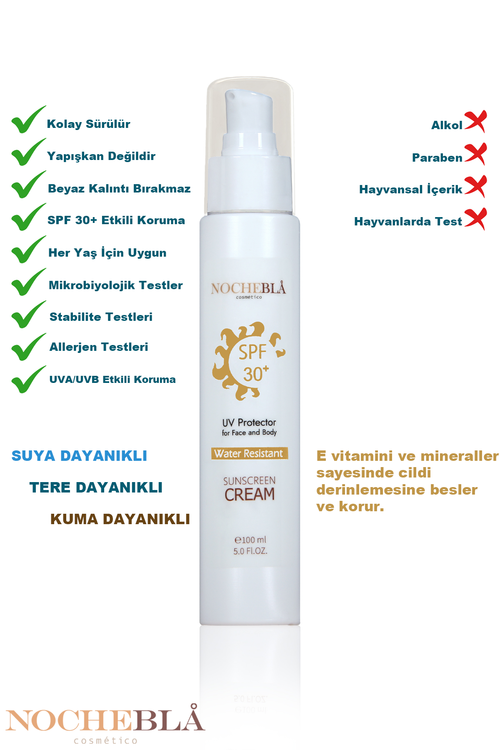 NOCHEBLA Vegan Sunscreen SPF 30+ Yüksek Koruma Güneş Kremi (100 ml)