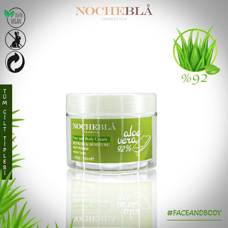 NOCHEBLA Vegan Aloe Vera Kırışıklık Karşıtı Nemlendirici El ve Vücut Jel Kremi (100 ml)