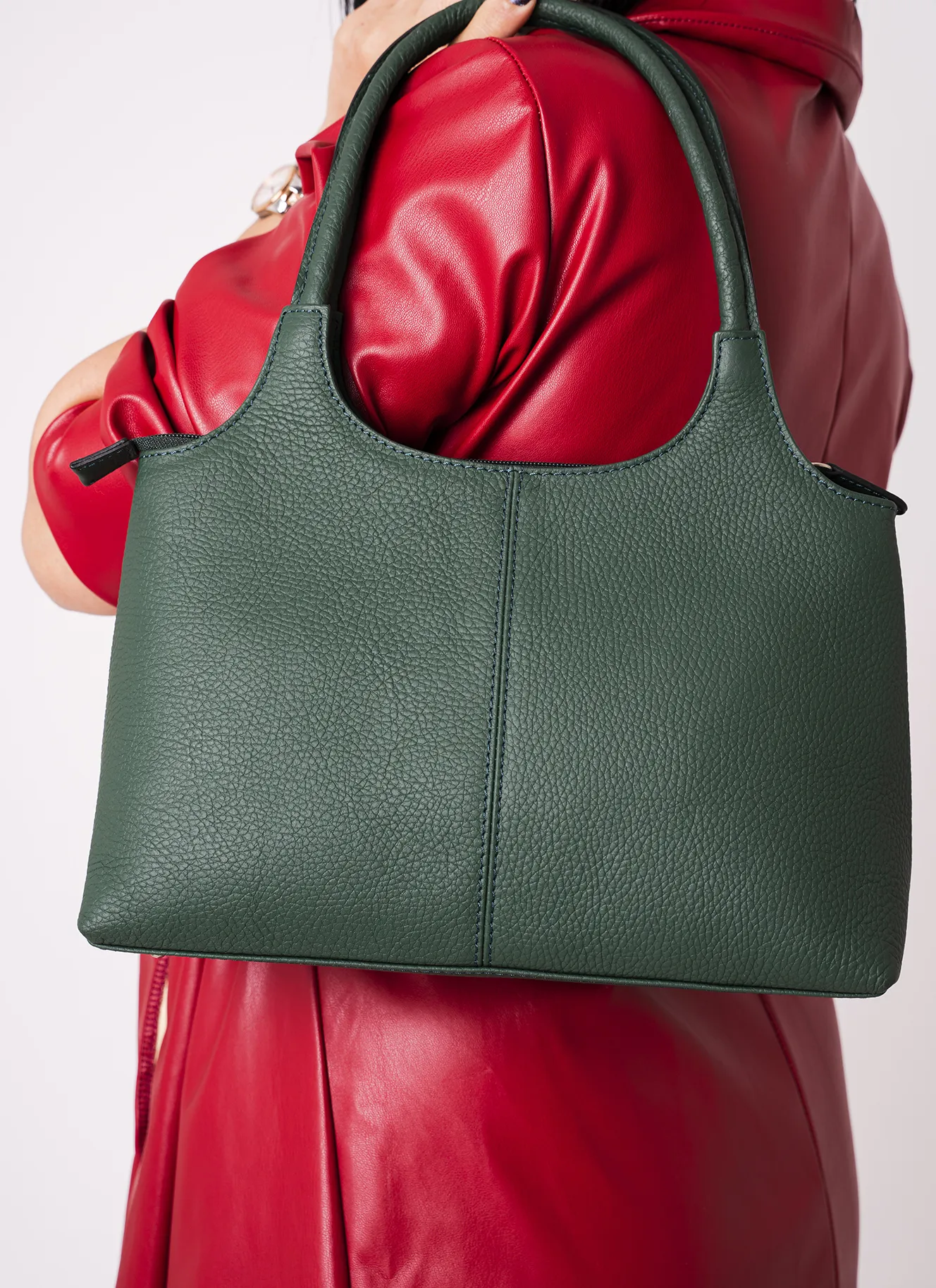 La Moda - Hakiki Deri Kadın Kol Çantası - Yeşil Renk